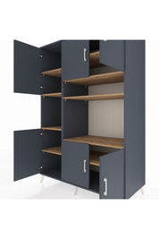 Kronos Dolap 9 Raflı 6 Kapaklı 132x59x195 Antrasit-Antrasit/Çam