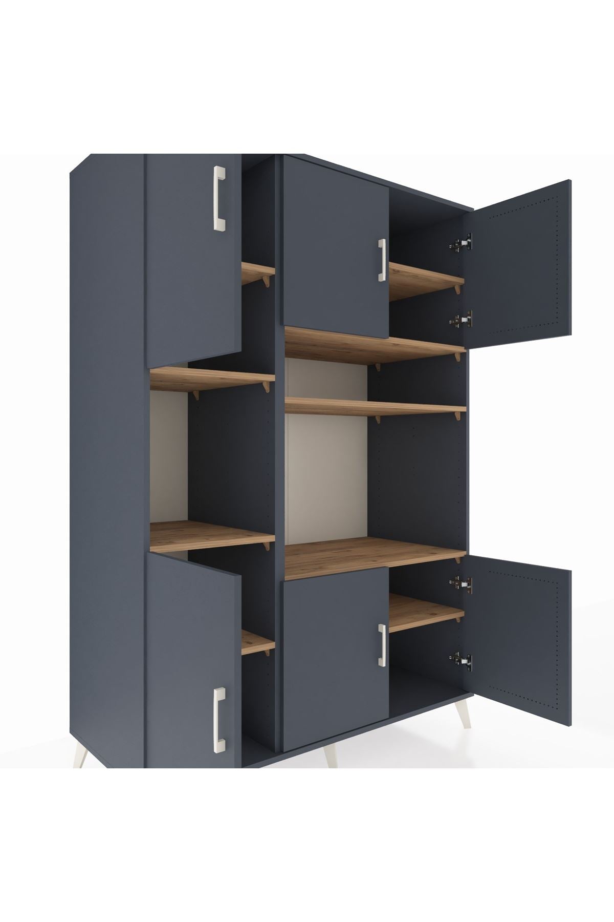 Kronos Dolap 9 Raflı 6 Kapaklı 132x59x195 Antrasit-Antrasit/Çam