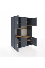 Kronos Dolap 9 Raflı 6 Kapaklı 132x59x195 Antrasit-Antrasit/Çam