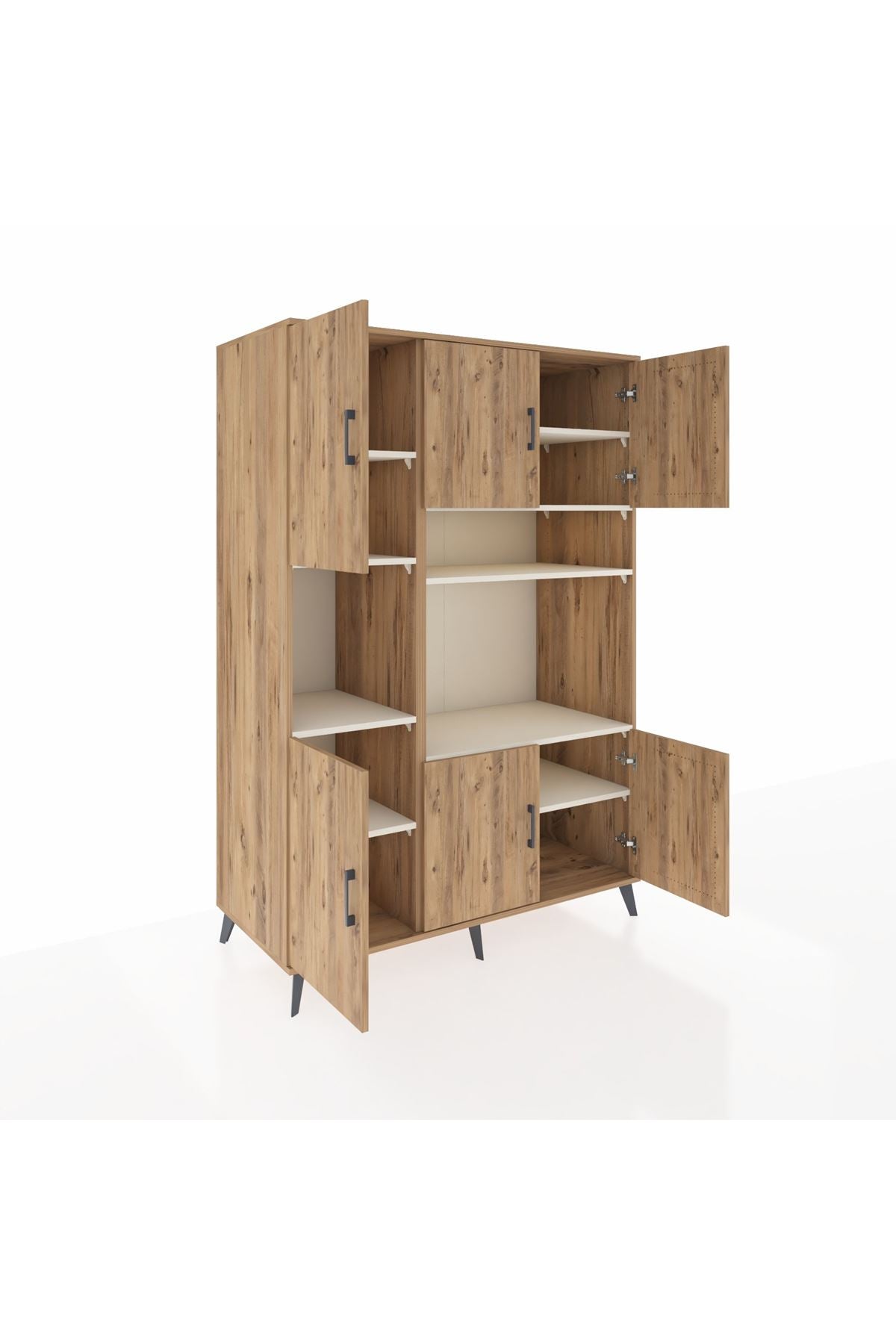 Kronos Dolap 9 Raflı 6 Kapaklı 132x59x195 Çam-Çam/Aytaşı