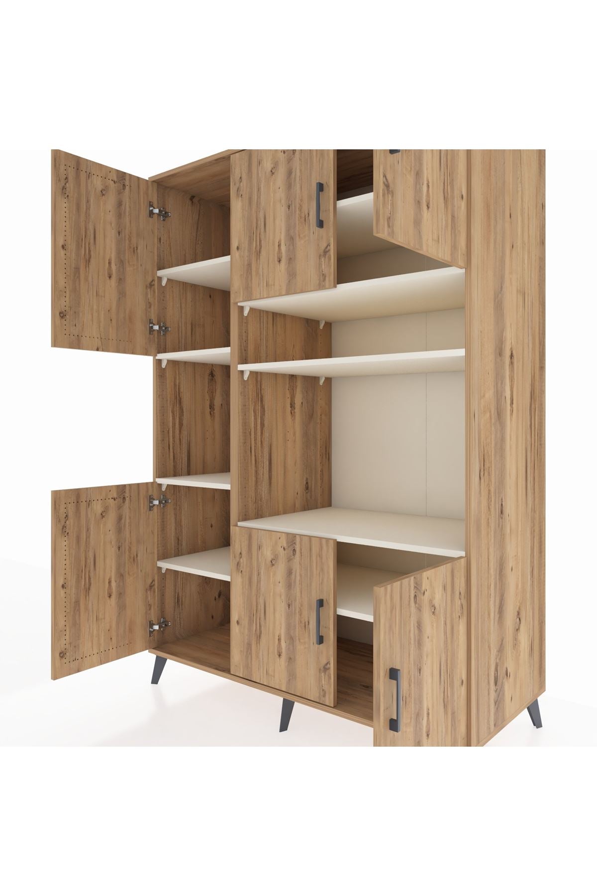 Kronos Dolap 9 Raflı 6 Kapaklı 132x59x195 Çam-Çam/Aytaşı