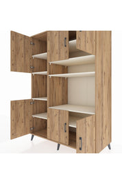 Kronos Dolap 9 Raflı 6 Kapaklı 132x59x195 Çam-Çam/Aytaşı