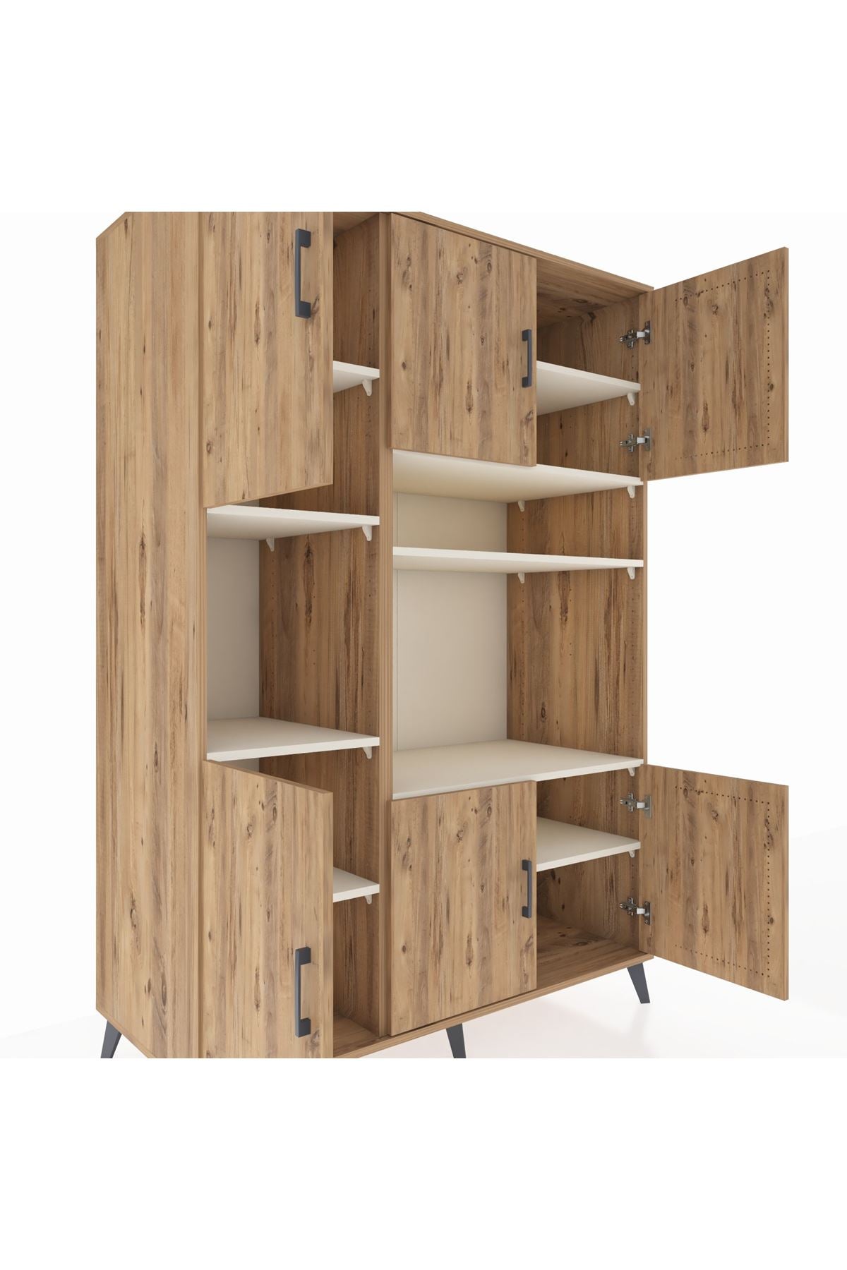 Kronos Dolap 9 Raflı 6 Kapaklı 132x59x195 Çam-Çam/Aytaşı