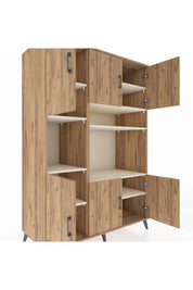 Kronos Dolap 9 Raflı 6 Kapaklı 132x59x195 Çam-Çam/Aytaşı