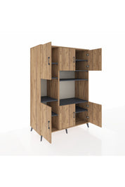 Kronos Dolap 9 Raflı 6 Kapaklı 132x59x195 Çam-Çam/Antrasit