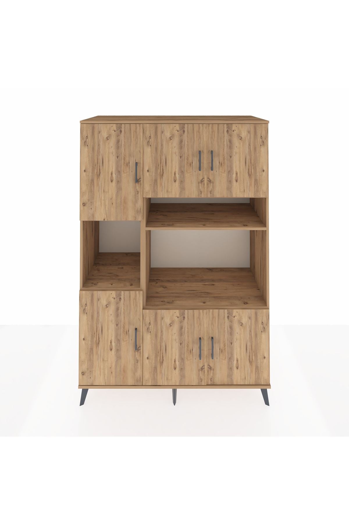 Kronos Dolap 9 Raflı 6 Kapaklı 132x59x195 Çam-Çam/Çam