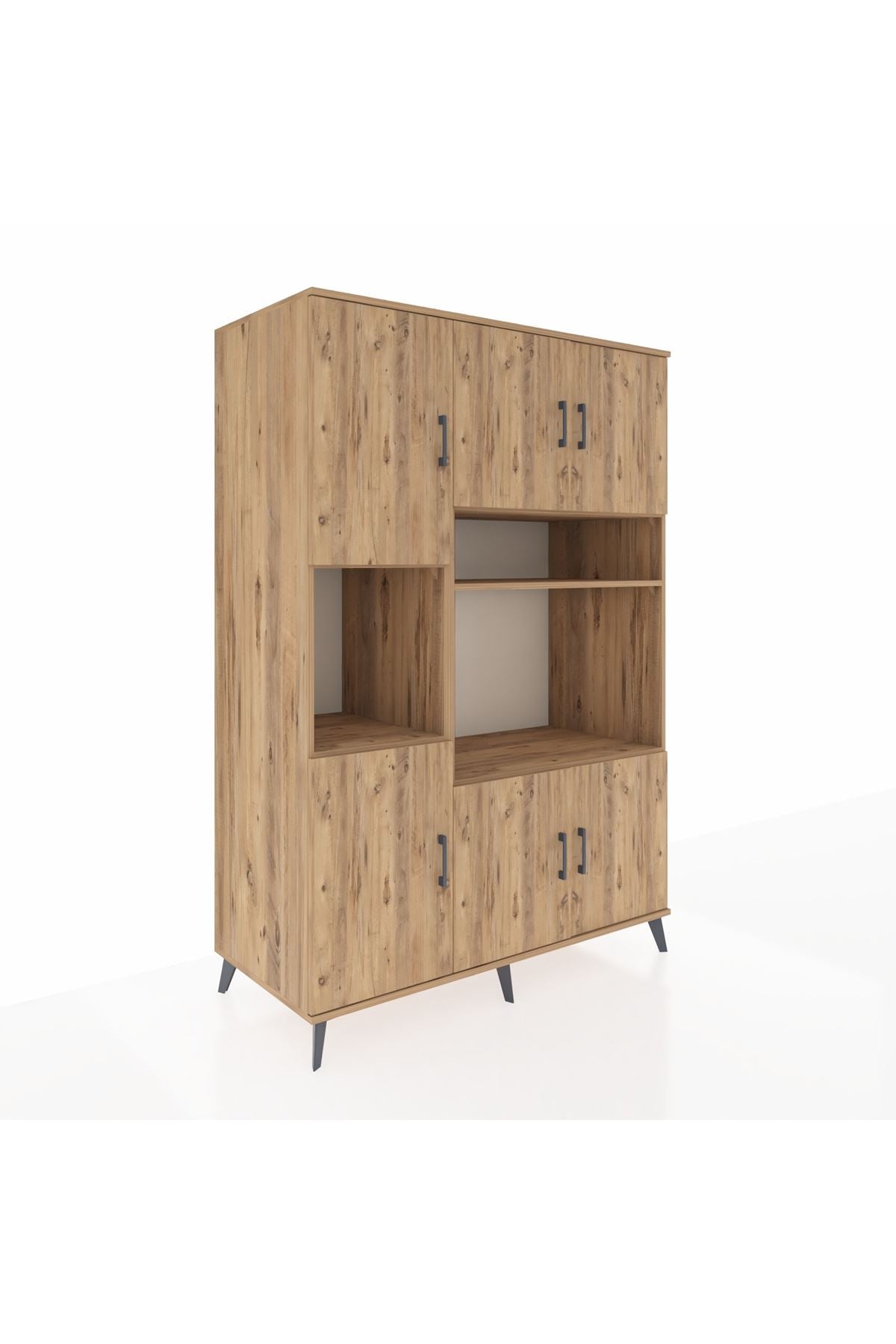 Kronos Dolap 9 Raflı 6 Kapaklı 132x59x195 Çam-Çam/Çam