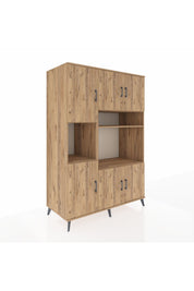 Kronos Dolap 9 Raflı 6 Kapaklı 132x59x195 Çam-Çam/Çam