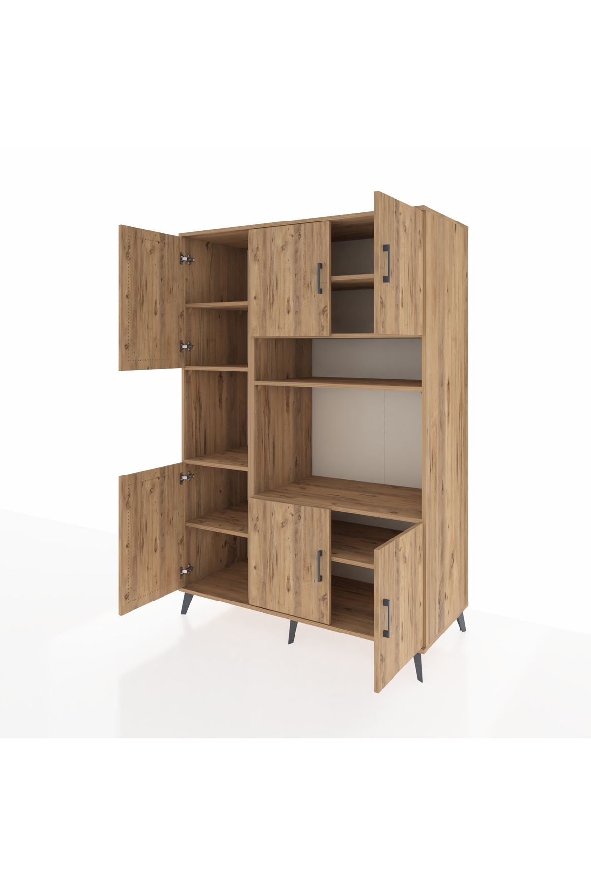 Kronos Dolap 9 Raflı 6 Kapaklı 132x59x195 Çam-Çam/Çam