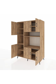 Kronos Dolap 9 Raflı 6 Kapaklı 132x59x195 Çam-Çam/Çam