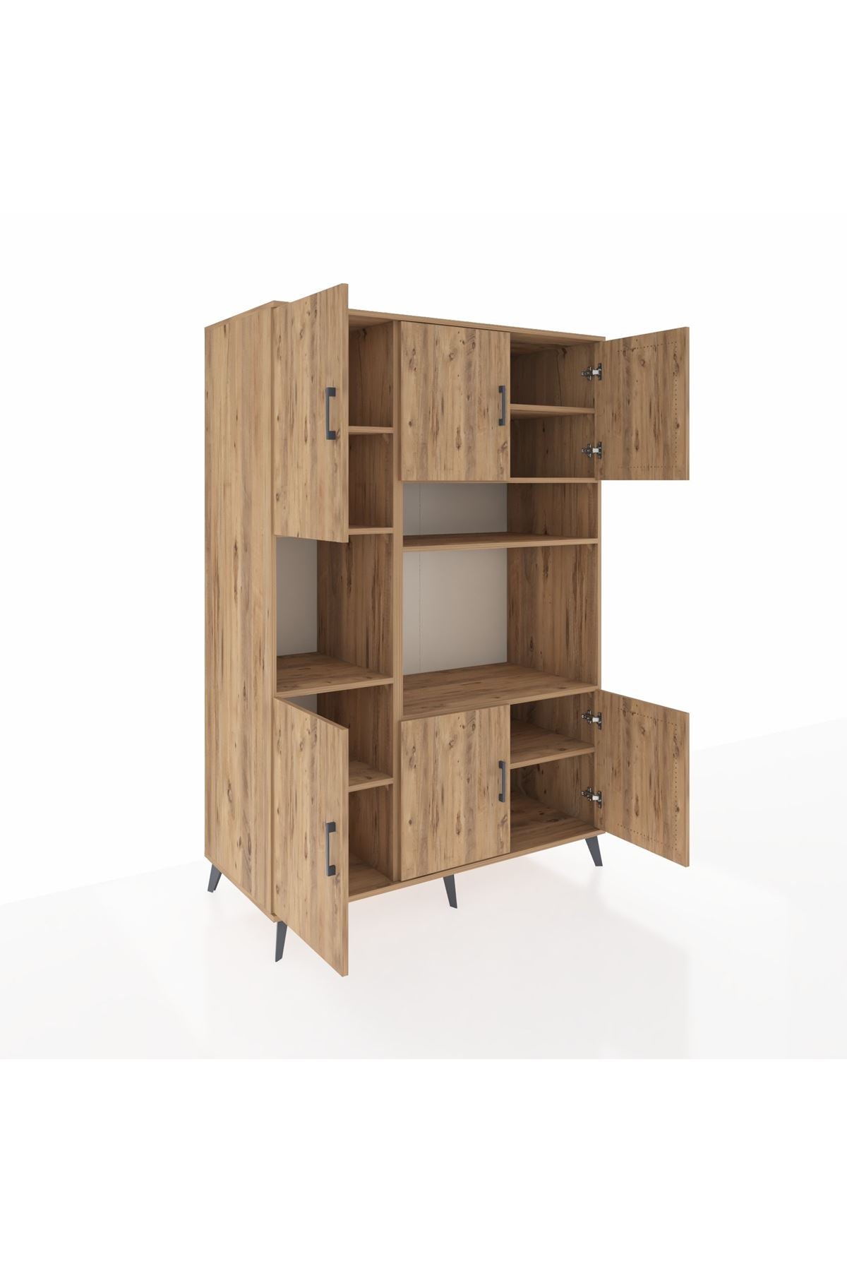 Kronos Dolap 9 Raflı 6 Kapaklı 132x59x195 Çam-Çam/Çam