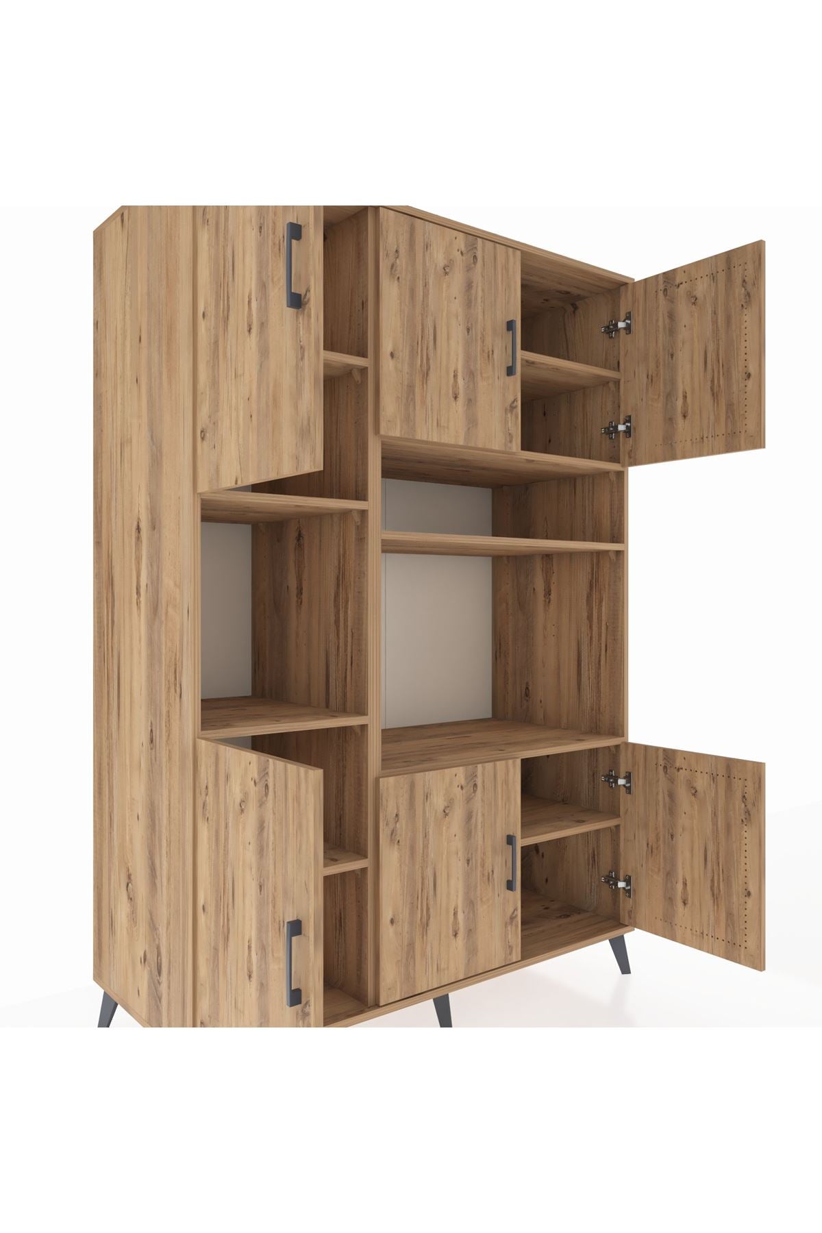 Kronos Dolap 9 Raflı 6 Kapaklı 132x59x195 Çam-Çam/Çam