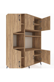 Kronos Dolap 9 Raflı 6 Kapaklı 132x59x195 Çam-Çam/Çam