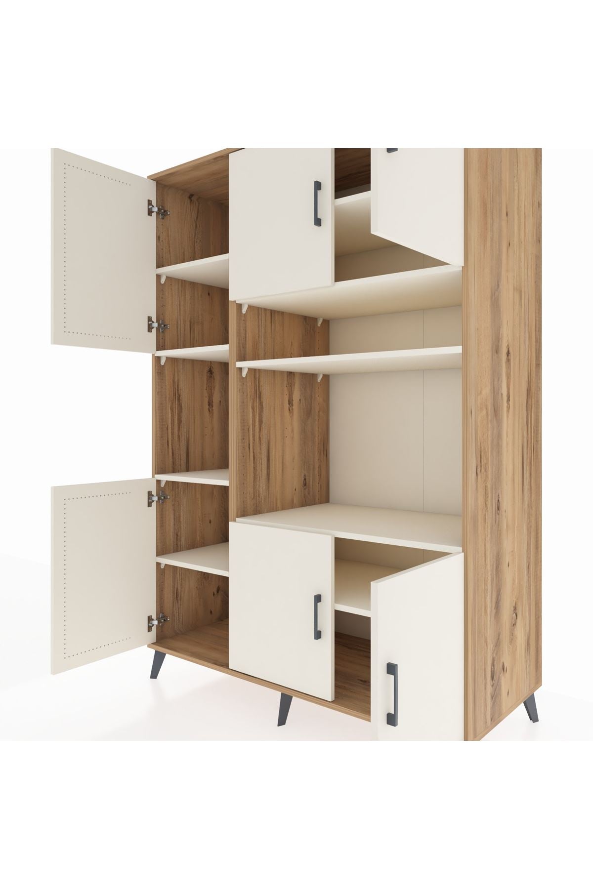 Kronos Dolap 9 Raflı 6 Kapaklı 132x59x195 Çam-Aytaşı/Aytaşı