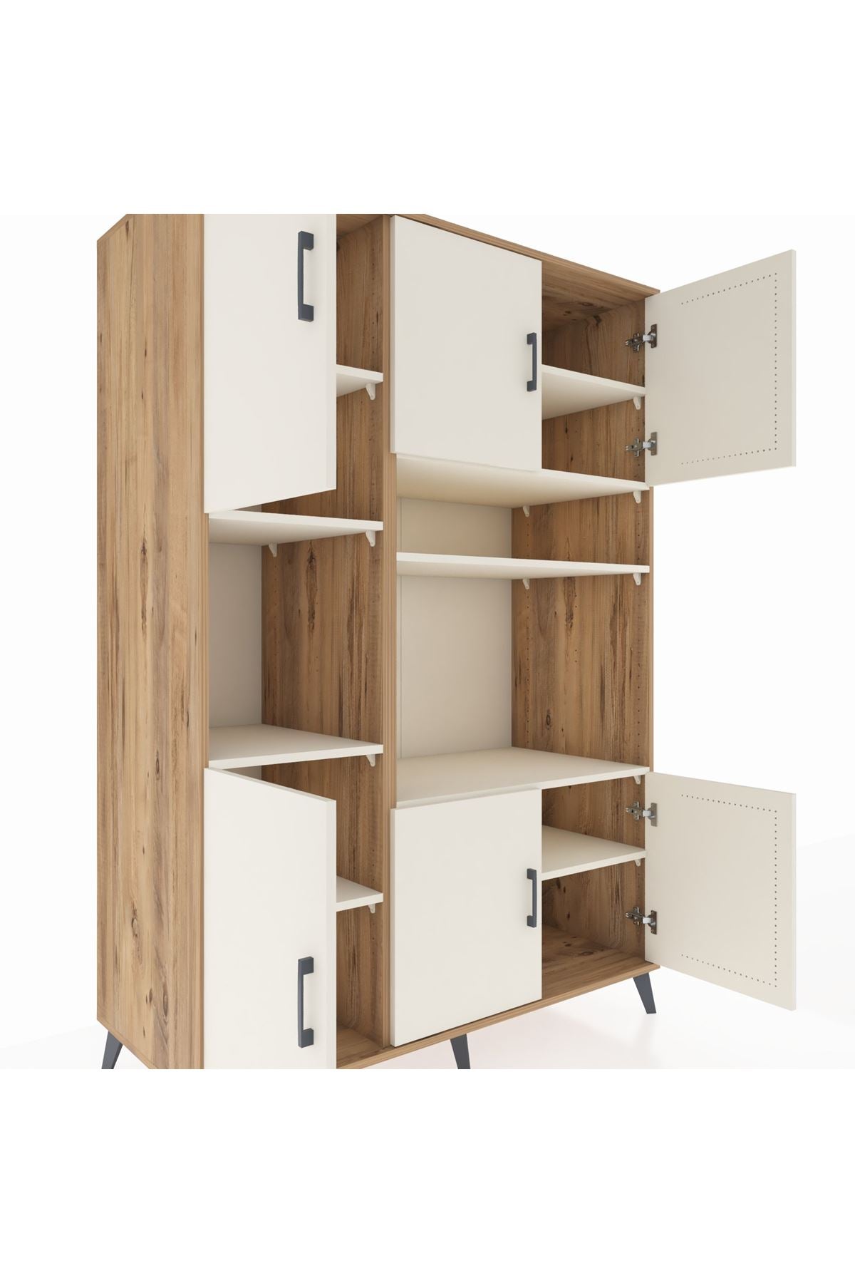 Kronos Dolap 9 Raflı 6 Kapaklı 132x59x195 Çam-Aytaşı/Aytaşı