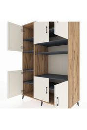 Kronos Dolap 9 Raflı 6 Kapaklı 132x59x195 Çam-Aytaşı/Antrasit