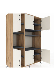 Kronos Dolap 9 Raflı 6 Kapaklı 132x59x195 Çam-Aytaşı/Antrasit