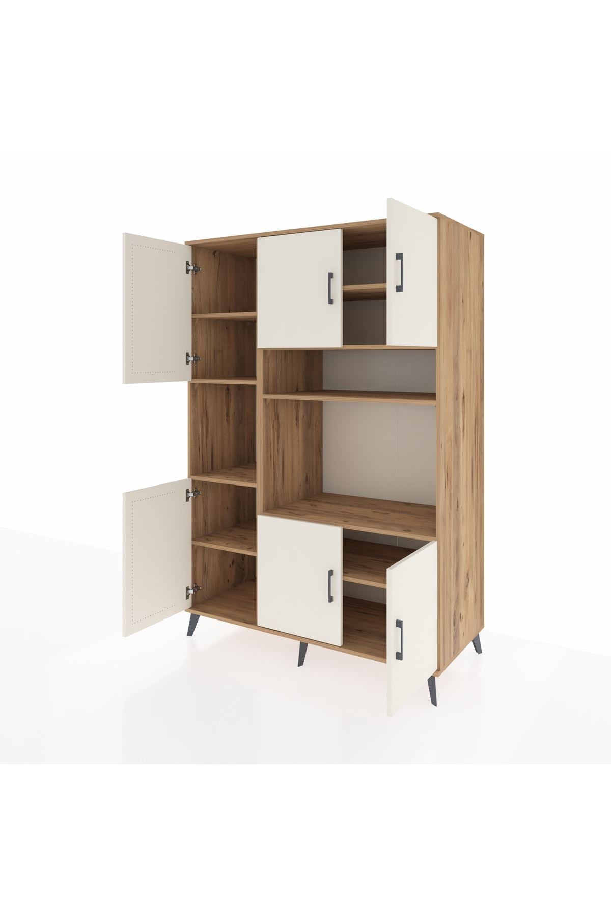 Kronos Dolap 9 Raflı 6 Kapaklı 132x59x195 Çam-Aytaşı/Çam