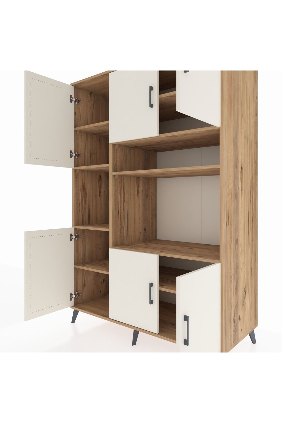 Kronos Dolap 9 Raflı 6 Kapaklı 132x59x195 Çam-Aytaşı/Çam