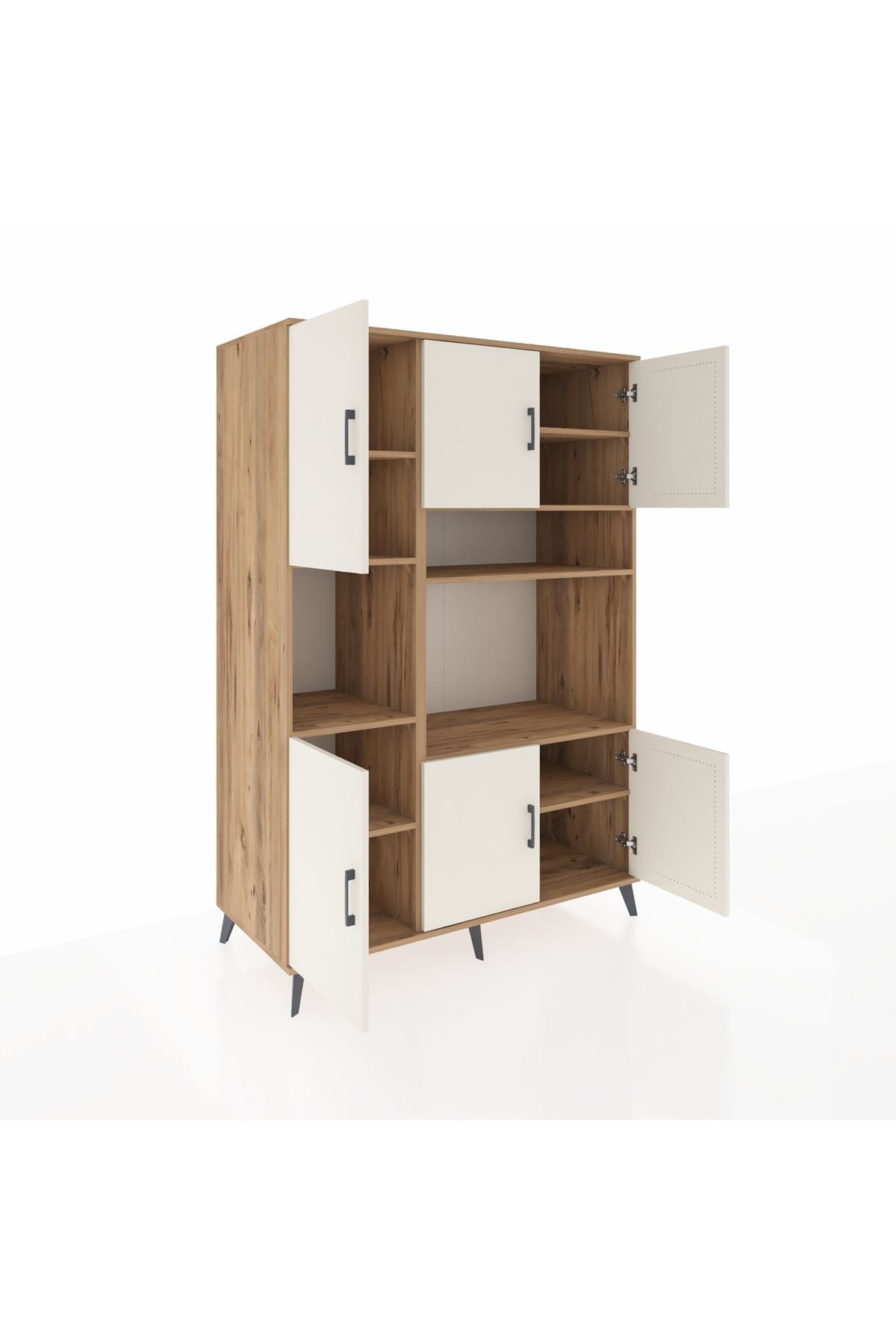 Kronos Dolap 9 Raflı 6 Kapaklı 132x59x195 Çam-Aytaşı/Çam