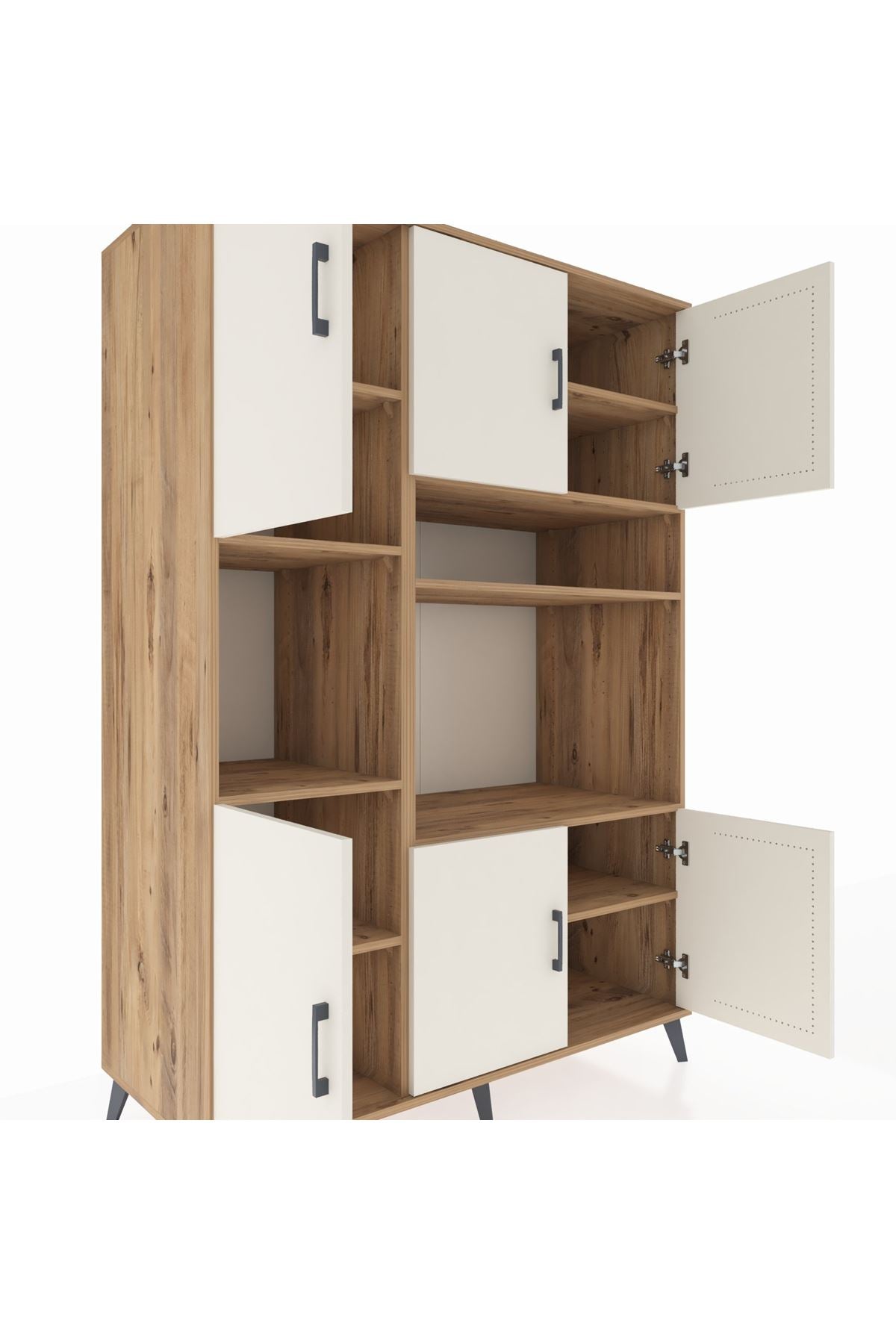 Kronos Dolap 9 Raflı 6 Kapaklı 132x59x195 Çam-Aytaşı/Çam