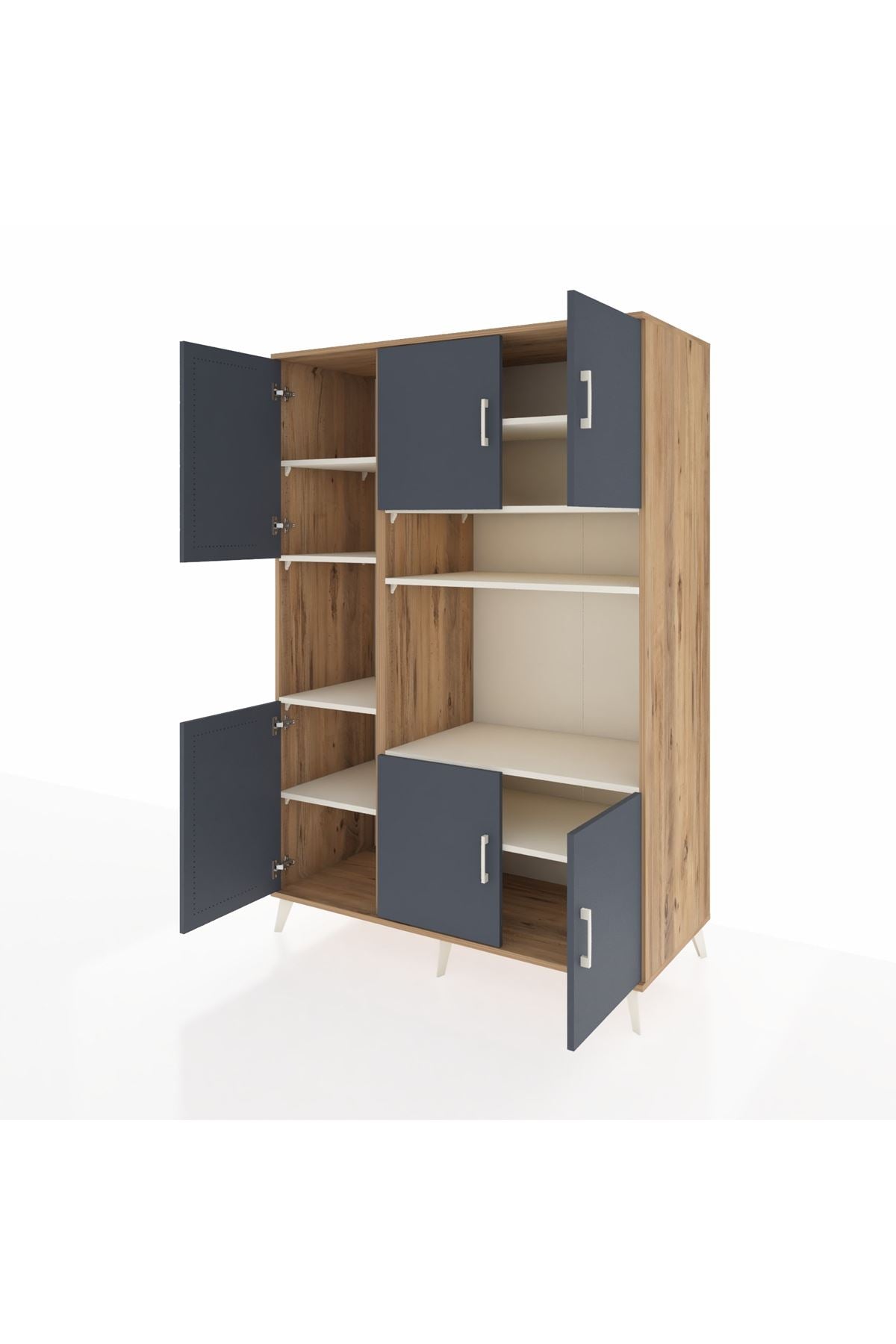 Kronos Dolap 9 Raflı 6 Kapaklı 132x59x195 Çam-Antrasit/Aytaşı