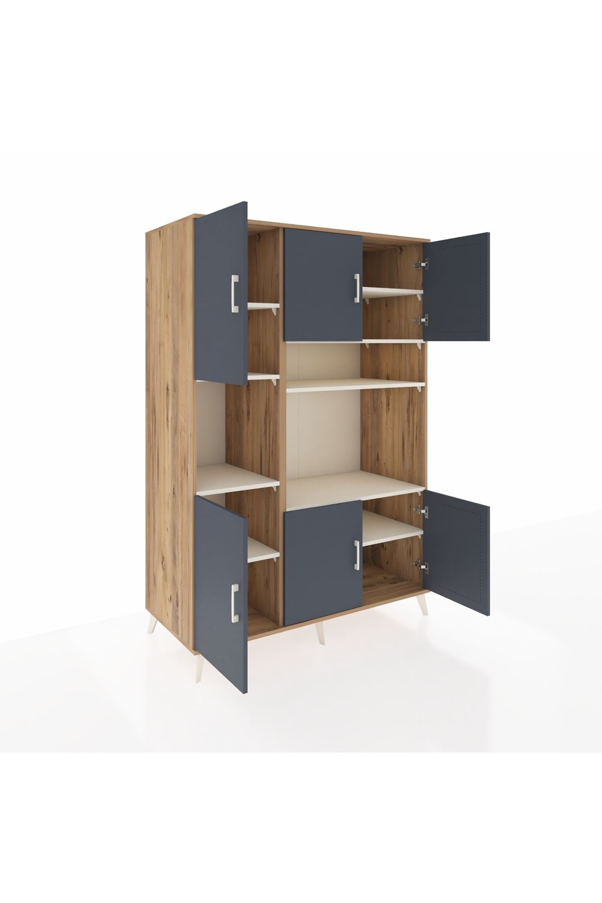 Kronos Dolap 9 Raflı 6 Kapaklı 132x59x195 Çam-Antrasit/Aytaşı