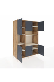 Kronos Dolap 9 Raflı 6 Kapaklı 132x59x195 Çam-Antrasit/Aytaşı