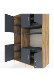 Kronos Dolap 9 Raflı 6 Kapaklı 132x59x195 Çam-Antrasit/Antrasit