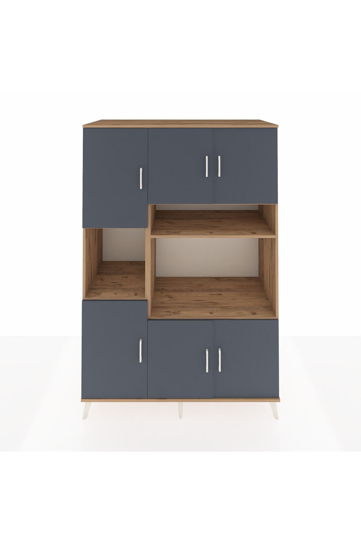 Kronos Dolap 9 Raflı 6 Kapaklı 132x59x195 Çam-Antrasit/Çam