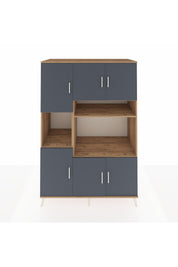 Kronos Dolap 9 Raflı 6 Kapaklı 132x59x195 Çam-Antrasit/Çam