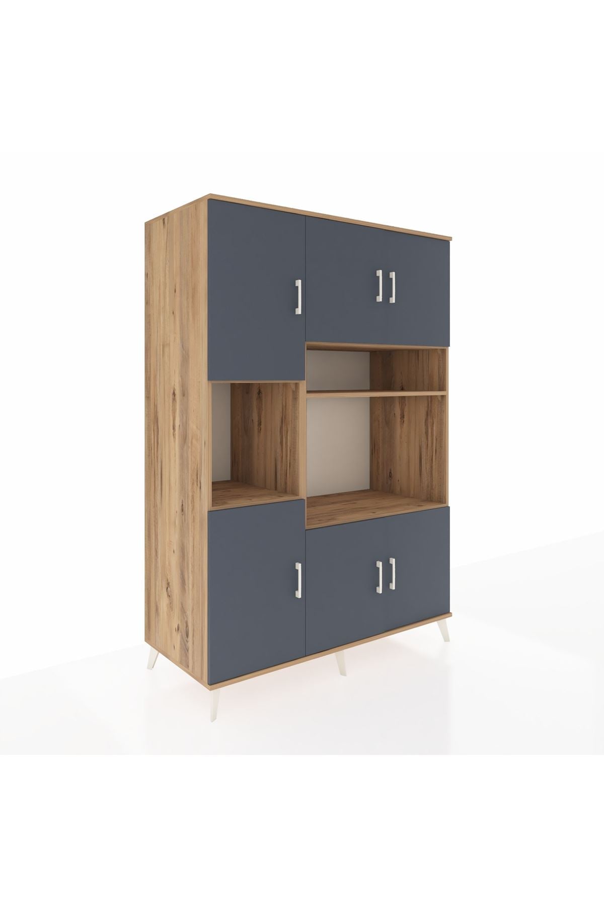 Kronos Dolap 9 Raflı 6 Kapaklı 132x59x195 Çam-Antrasit/Çam