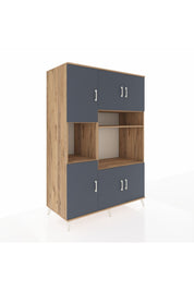 Kronos Dolap 9 Raflı 6 Kapaklı 132x59x195 Çam-Antrasit/Çam