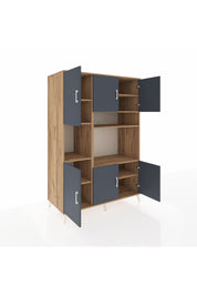 Kronos Dolap 9 Raflı 6 Kapaklı 132x59x195 Çam-Antrasit/Çam