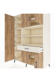 Kronos Dolap 10 Raflı Tek Çekmeceli 6 Kapaklı 132x59x195 Aytaşı-Çam/Aytaşı