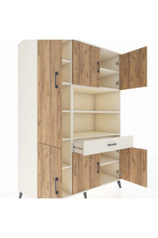 Kronos Dolap 10 Raflı Tek Çekmeceli 6 Kapaklı 132x59x195 Aytaşı-Çam/Aytaşı