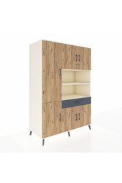 Kronos Dolap 10 Raflı Tek Çekmeceli 6 Kapaklı 132x59x195 Aytaşı-Çam/Antrasit