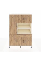 Kronos Dolap 10 Raflı Tek Çekmeceli 6 Kapaklı 132x59x195 Aytaşı-Çam/Çam