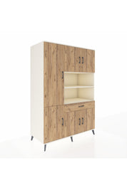 Kronos Dolap 10 Raflı Tek Çekmeceli 6 Kapaklı 132x59x195 Aytaşı-Çam/Çam