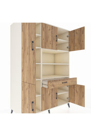 Kronos Dolap 10 Raflı Tek Çekmeceli 6 Kapaklı 132x59x195 Aytaşı-Çam/Çam