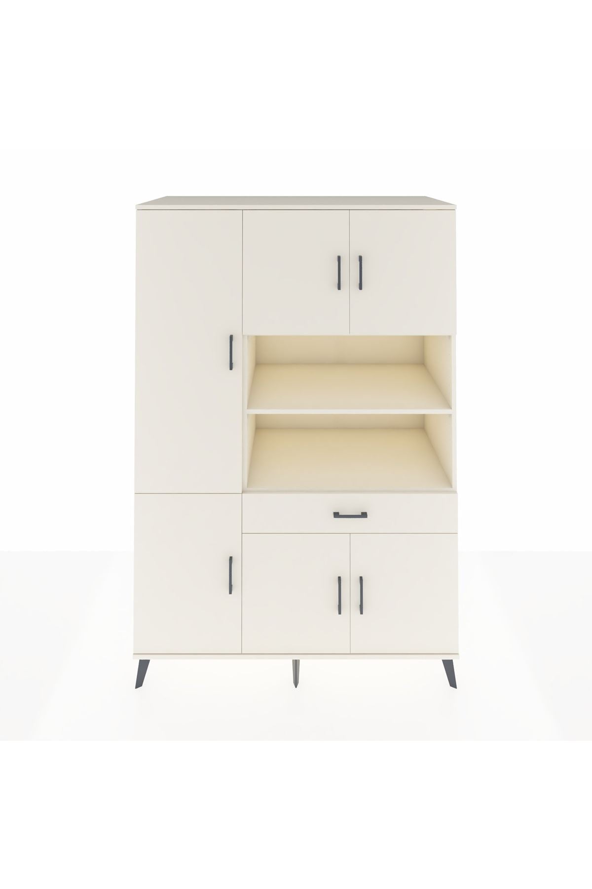 Kronos Dolap 10 Raflı Tek Çekmeceli 6 Kapaklı 132x59x195 Aytaşı-Aytaşı/Aytaşı