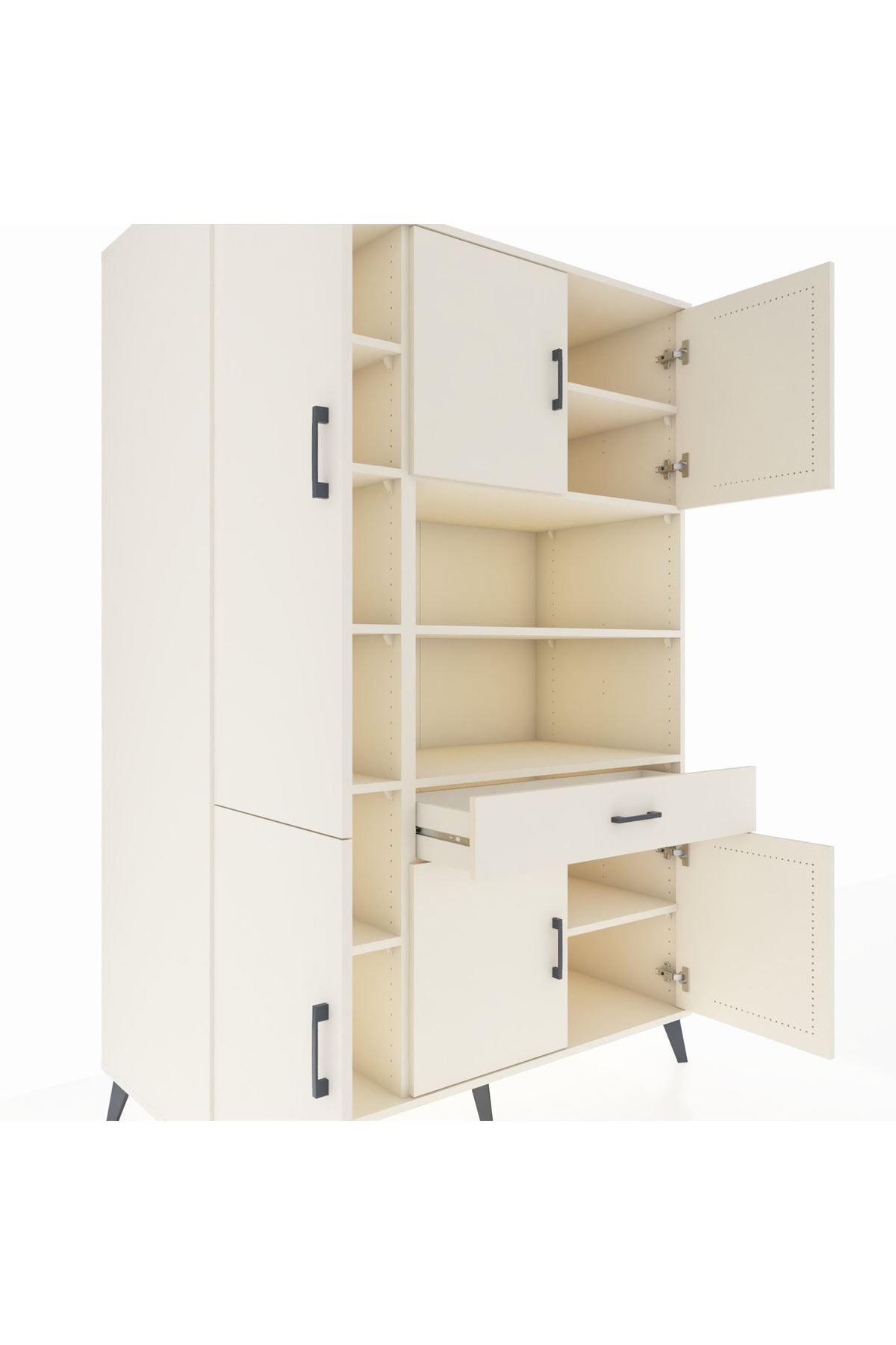 Kronos Dolap 10 Raflı Tek Çekmeceli 6 Kapaklı 132x59x195 Aytaşı-Aytaşı/Aytaşı