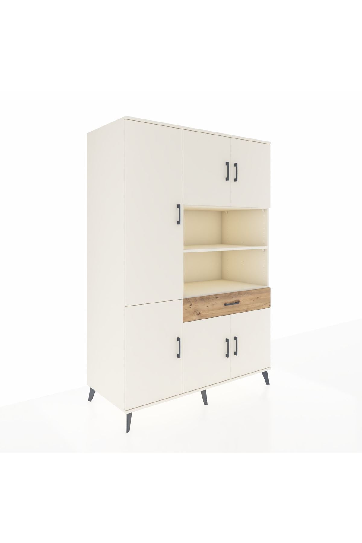 Kronos Dolap 10 Raflı Tek Çekmeceli 6 Kapaklı 132x59x195 Aytaşı-Aytaşı/Çam