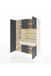 Kronos Dolap 10 Raflı Tek Çekmeceli 6 Kapaklı 132x59x195 Aytaşı-Antrasit/Aytaşı