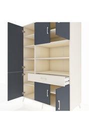 Kronos Dolap 10 Raflı Tek Çekmeceli 6 Kapaklı 132x59x195 Aytaşı-Antrasit/Aytaşı