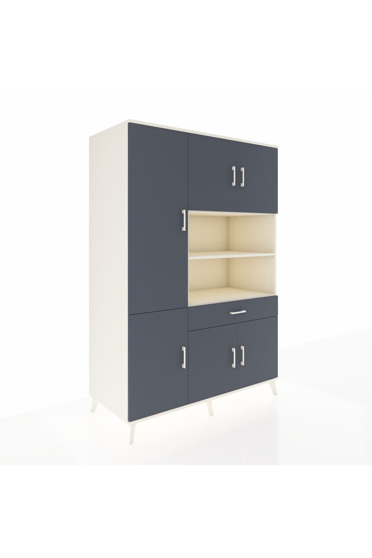 Kronos Dolap 10 Raflı Tek Çekmeceli 6 Kapaklı 132x59x195 Aytaşı-Antrasit/Antrasit