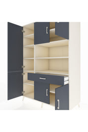 Kronos Dolap 10 Raflı Tek Çekmeceli 6 Kapaklı 132x59x195 Aytaşı-Antrasit/Antrasit