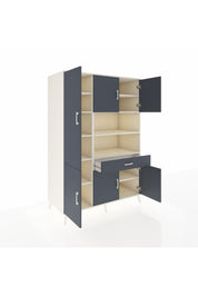 Kronos Dolap 10 Raflı Tek Çekmeceli 6 Kapaklı 132x59x195 Aytaşı-Antrasit/Antrasit