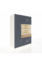 Kronos Dolap 10 Raflı Tek Çekmeceli 6 Kapaklı 132x59x195 Aytaşı-Antrasit/Çam