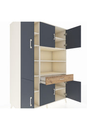 Kronos Dolap 10 Raflı Tek Çekmeceli 6 Kapaklı 132x59x195 Aytaşı-Antrasit/Çam